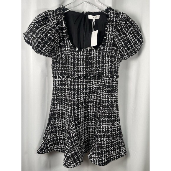 LIKELY Alessandra Pudd Sleeve Black & White Tweed Mini Dress Sz 4 New - Picture 4 of 9